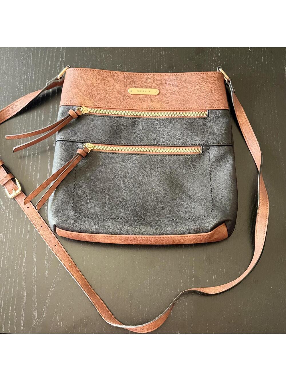 Bostanten Two-Tone Leather Crossbody Bag